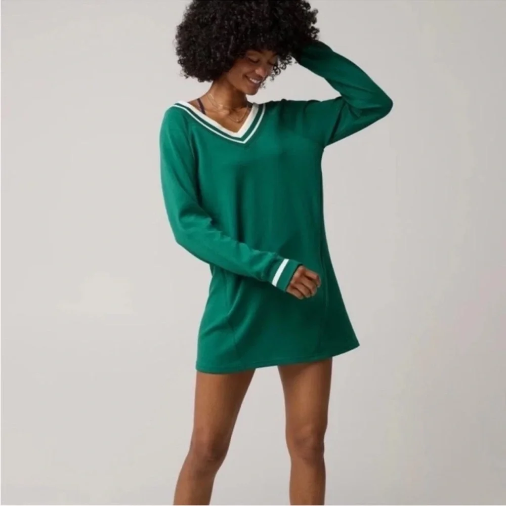 Aerie Green V-Neck Long Sleeve Dress - Picture 3 of 8